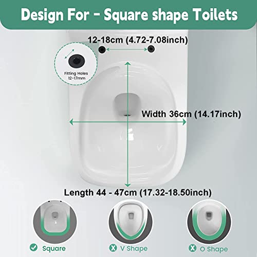 Square Toilet Seat with Adjustable Hinges W695