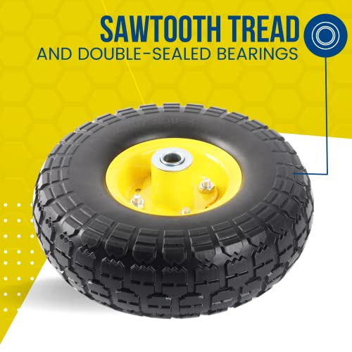 2-Pack 10-Inch Solid Rubber Flat Free Tire Wheels with 5/8" Bearings I423494