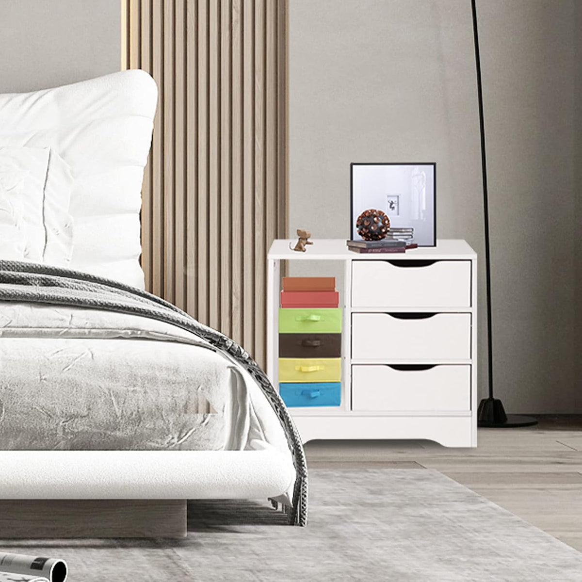 White 2 Drawer Wood Nightstand I710