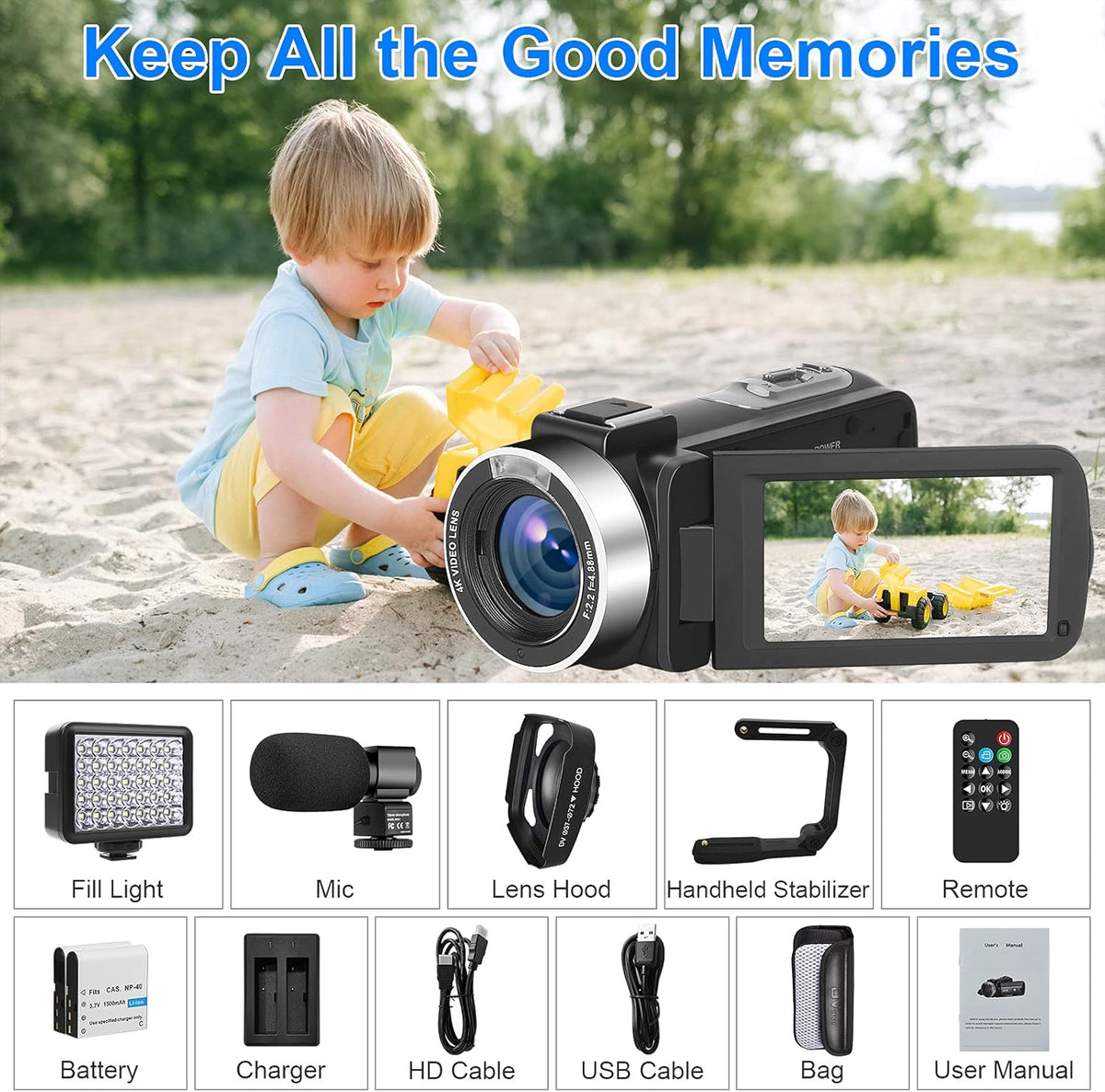 4K 56MP Vlogging Camera with External Microphone and IR Night Vision P454019