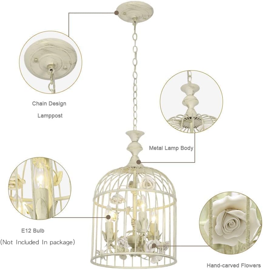 3-Lights Ceramic Rustic Chandelier L573114