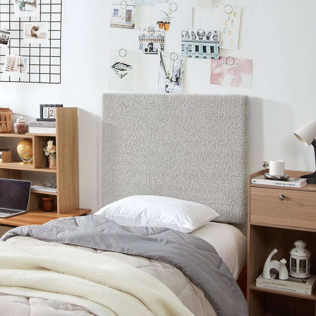 Boucle Gray Cream Headboard with Legs L75945