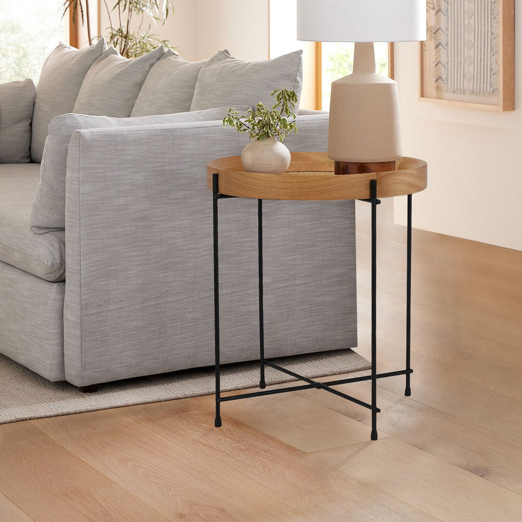 14.2" Round Rattan End Side Table V49256