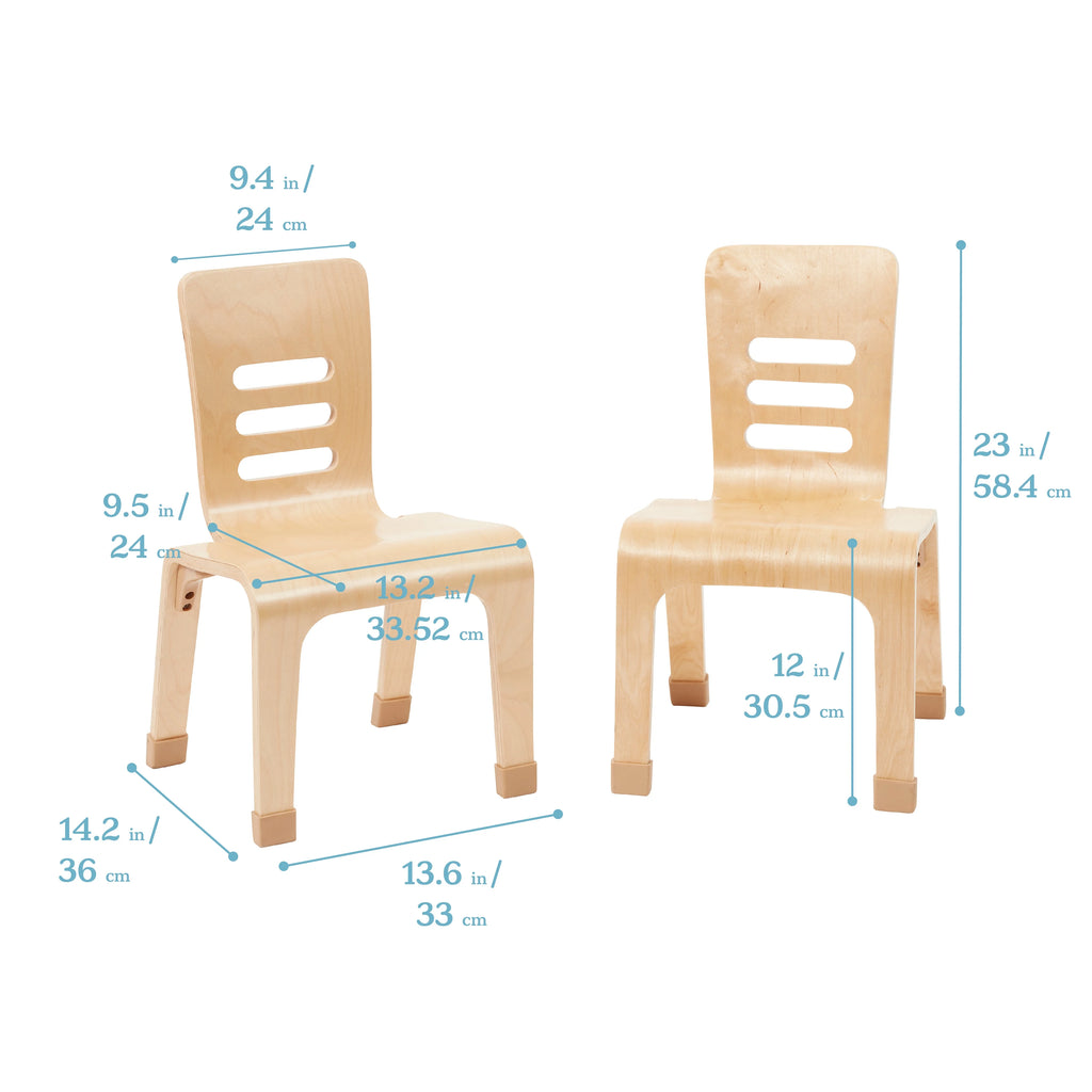 Bentwood Chair, 12in Seat Height, Natural, 2-Pack E457804