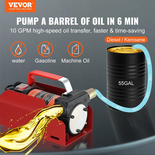 10 GPM 12V DC Portable Electric Self-Priming Fuel Transfer Pump Kit A94195