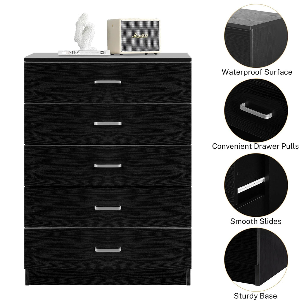 Black 5 Drawer Dresser V87286