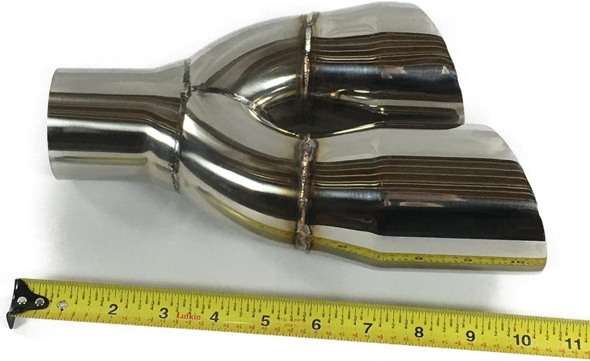 2.25" Inlet 3.00" Outlet 9.50" Long Dual Double Wall Slant Angle Stainless Exhaust Tip Pack of 2 B85128