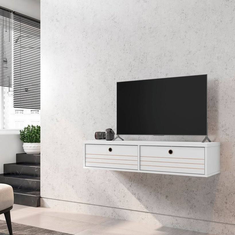 White Floating Entertainment Center M8567