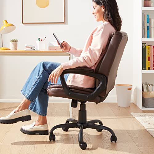 Black Padded Mid-Back Adjustable Office Chair with Armrest K142317