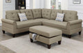Beige Fabric Sectional Sofa with Ottoman W2859