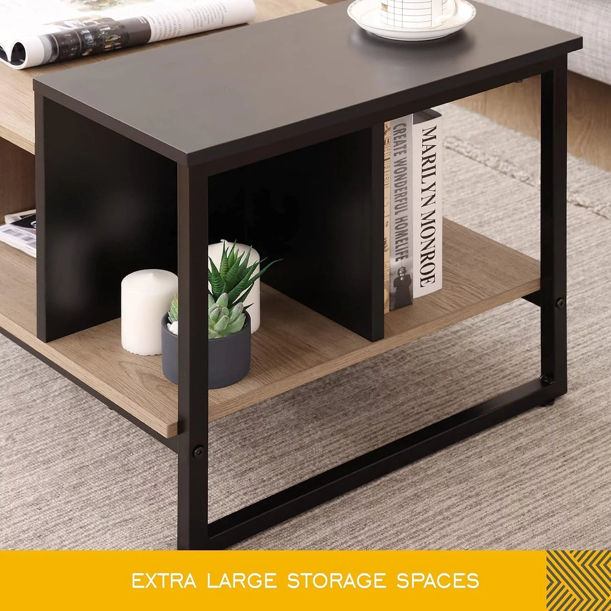 Lift Top Coffee Table with 2-Level Tabletop, Industrial Wood Coffee Table with Metal, 31.5" Z71149