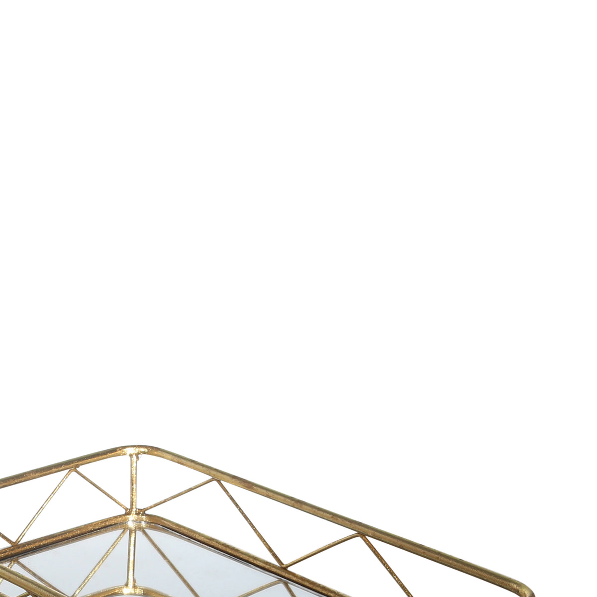 Rectangular Metal Frame Tray with Glass Top, Set of 2 Q45440