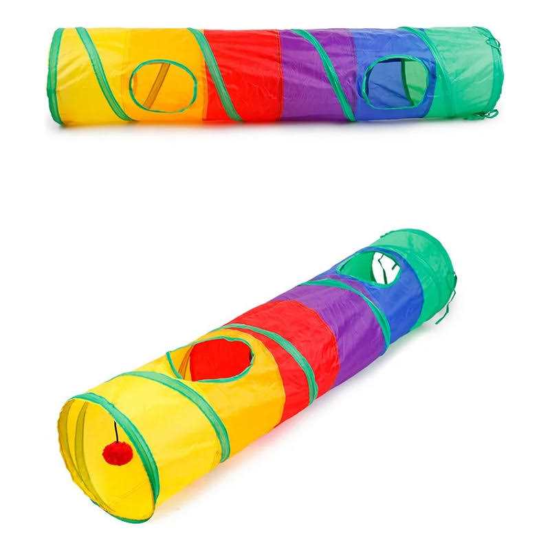 Cat Toy Tunnel and Cubes Interactive Collapsible Playground Y44450