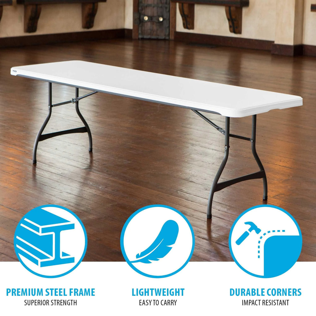 White Granite 8 Foot Rectangle Folding Table S259347