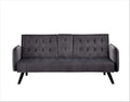 Blue Velvet Upholstered Futon Sofa Bed with Center Console and Cupholders F7599