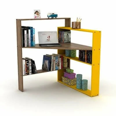 Corner Bookcase Walnut/Yellow L751