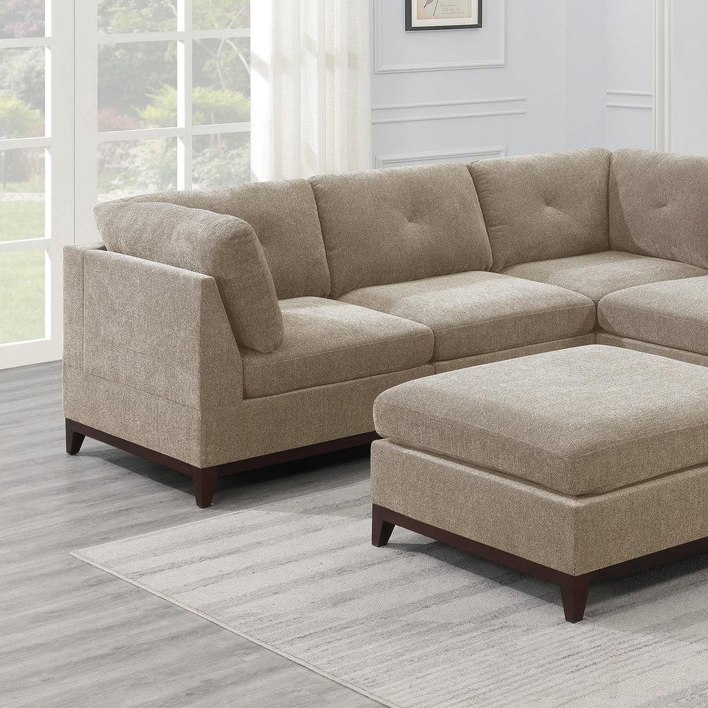 Chenille Camel L-Sectional Sofa Set 6pcs Z840