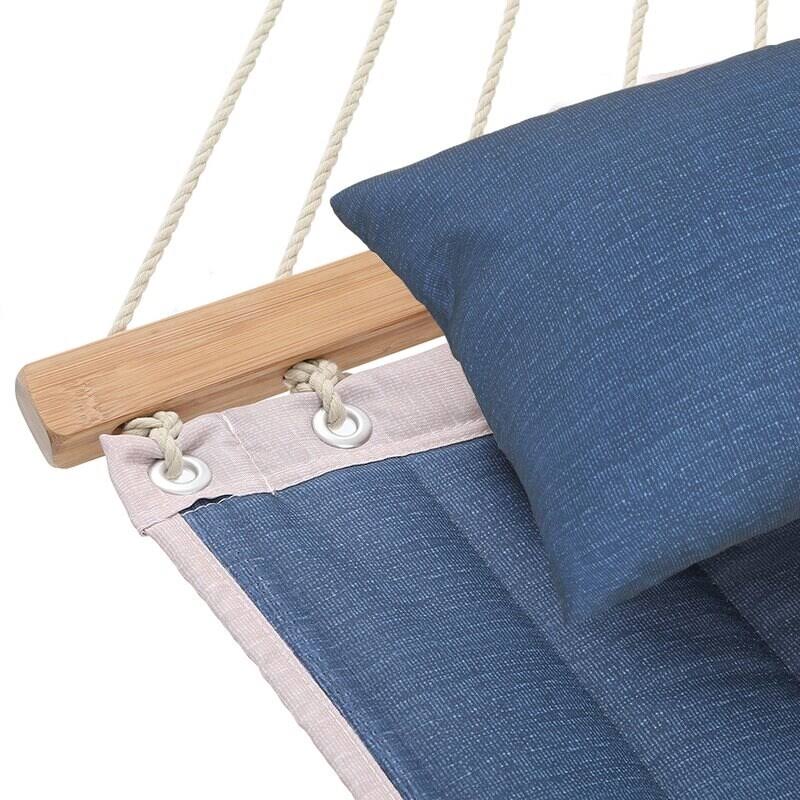 Blue Stripe Padded Hammock with Spreader Bar Q949