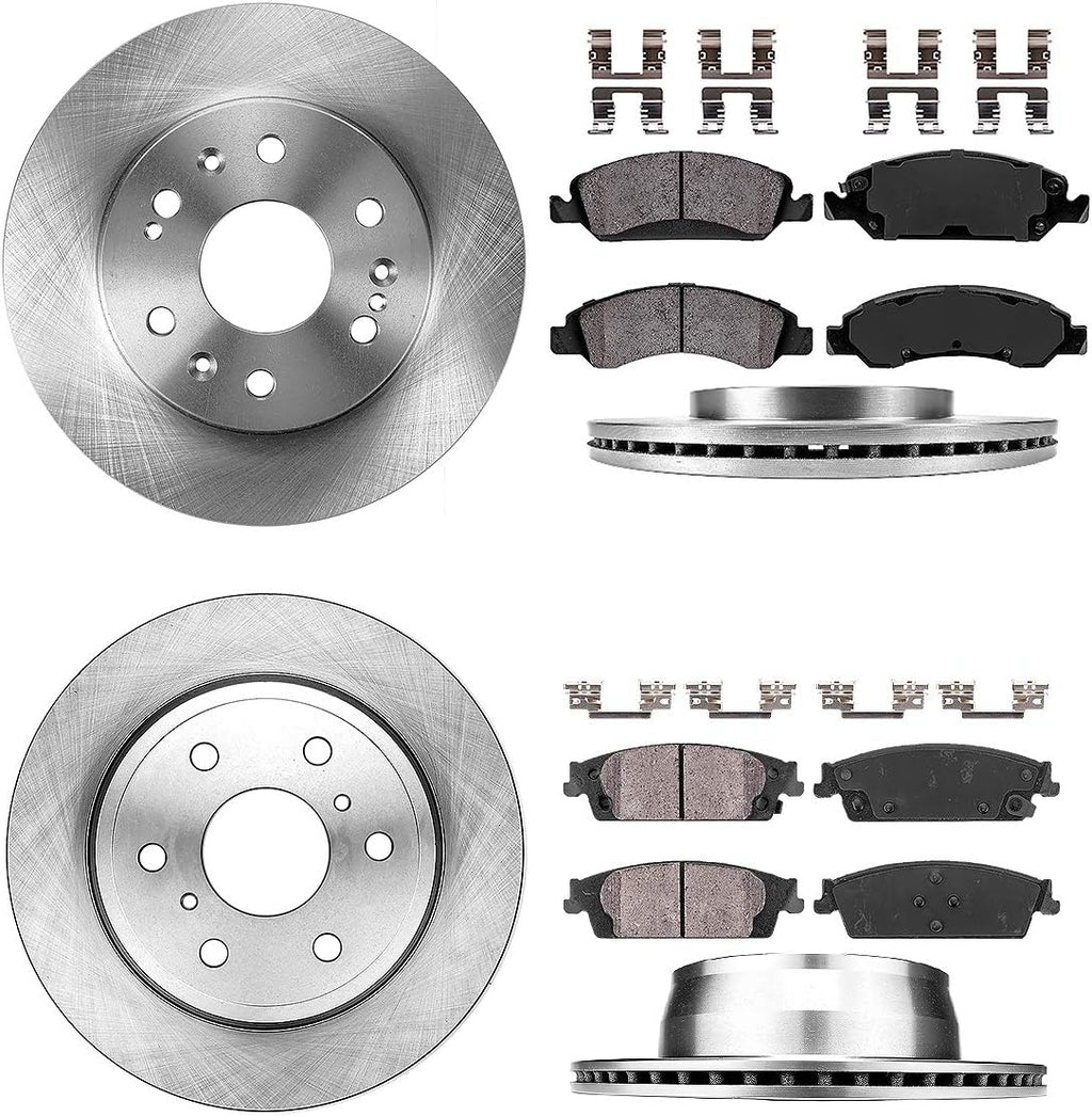 Front 330mm + Rear 345mm 6 Lug Brake Rotors + Ceramic Pads + Clips D49295