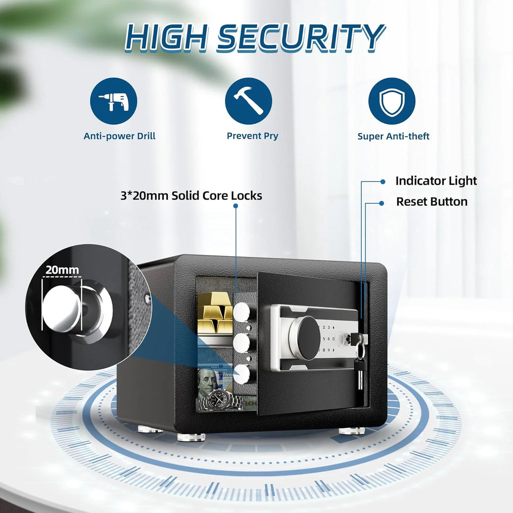 0.8 Cubic Feet Steel Security Safe with Lock Box H615