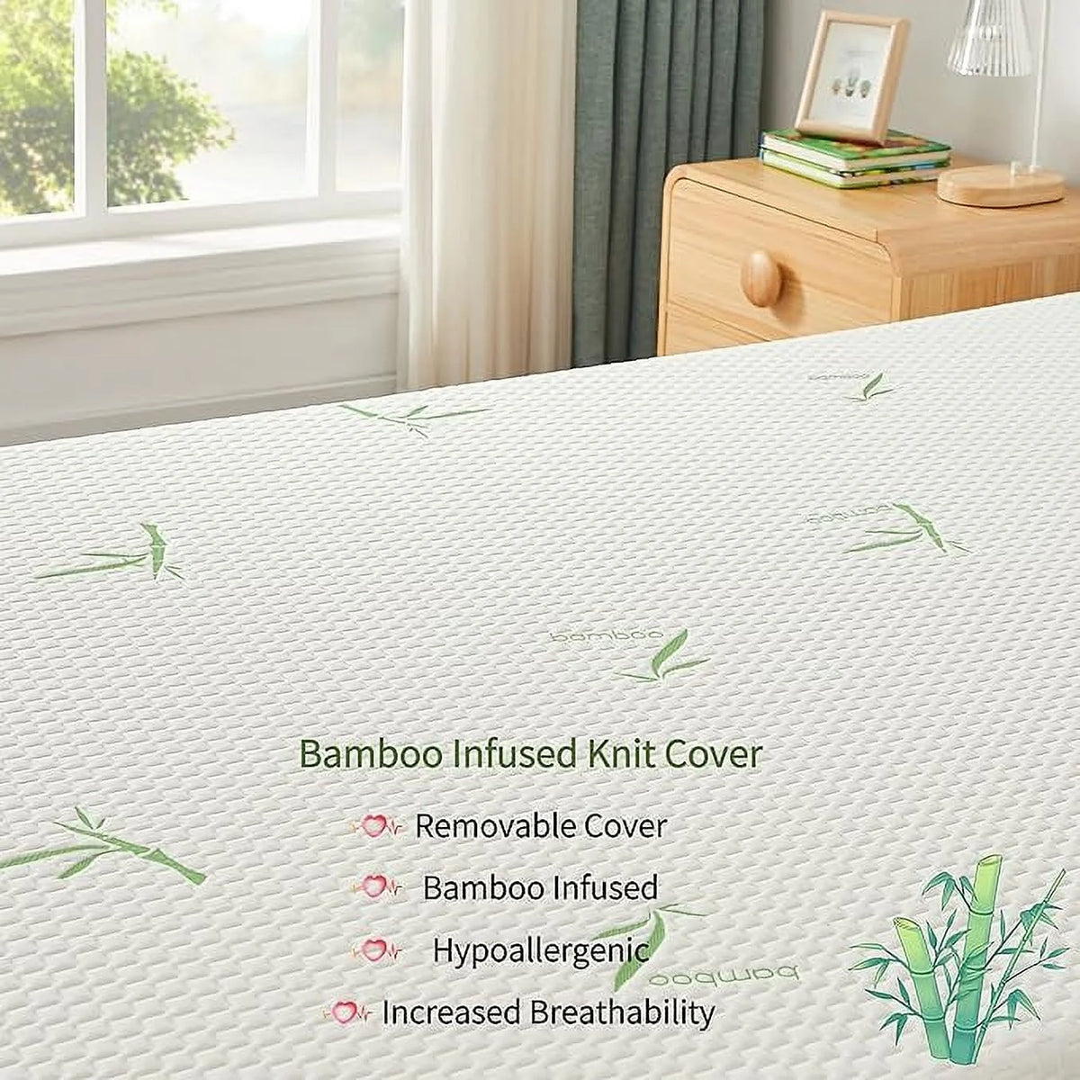 8 Inch Green Tea Gel Memory Foam Queen Mattress N732839