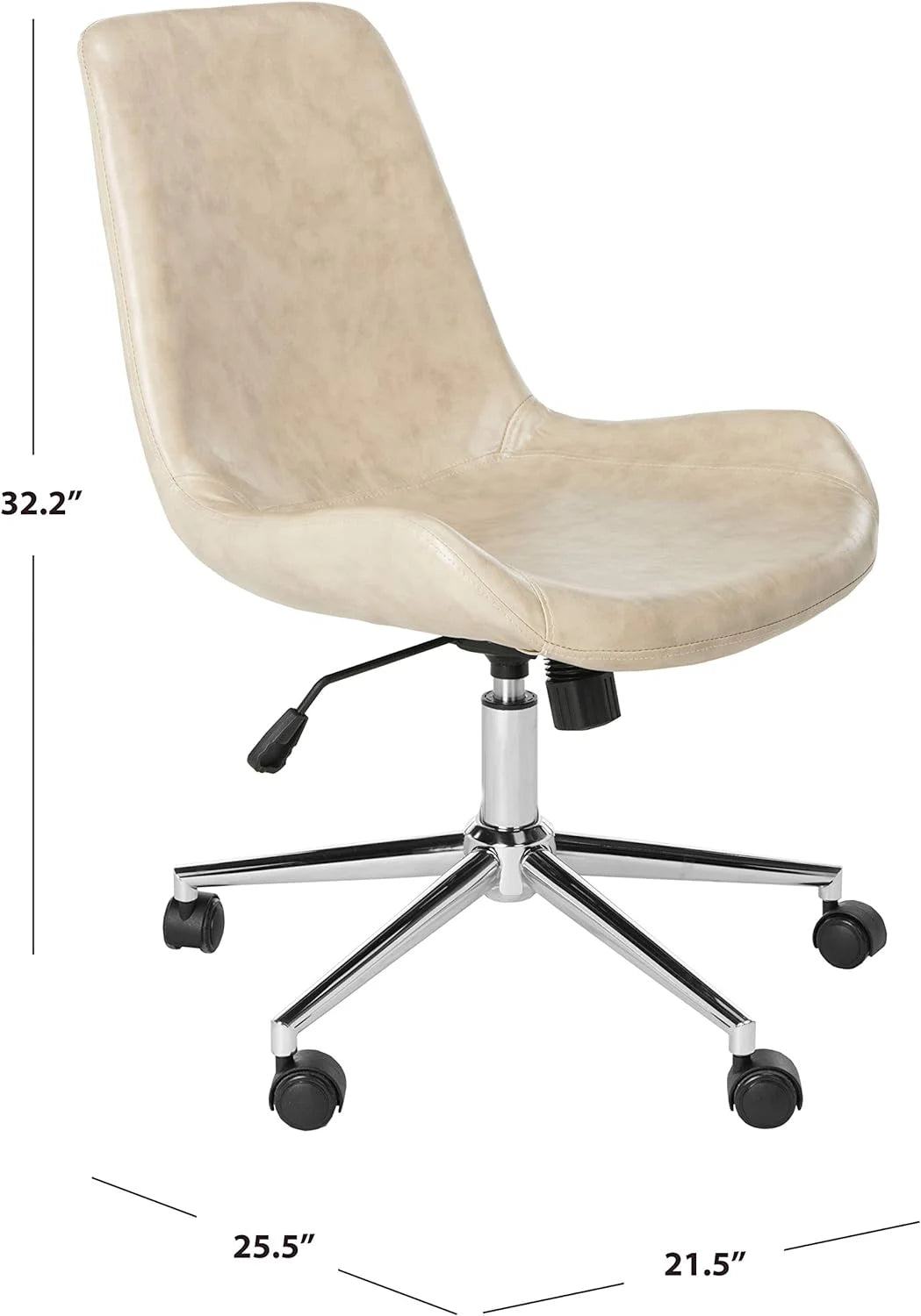 Beige Faux Leather Swivel Adjustable Office Desk Chair B206