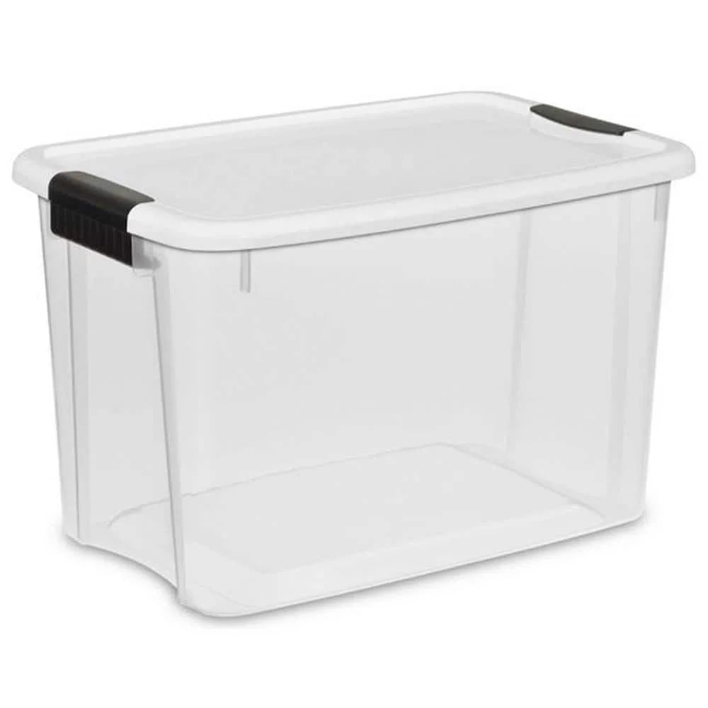30 Qt. Storage Box with White Lid and Clear Base 12-Pack N4882