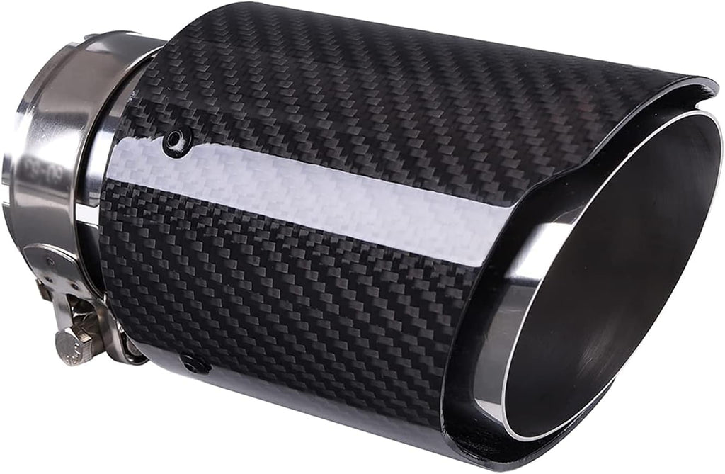 2.5 Inlet Exhaust Tip Muffler Stainless Steel and Glossy Carbon Fiber Car Tail Pipe, Outlet 89mm Pack of 2 O389484