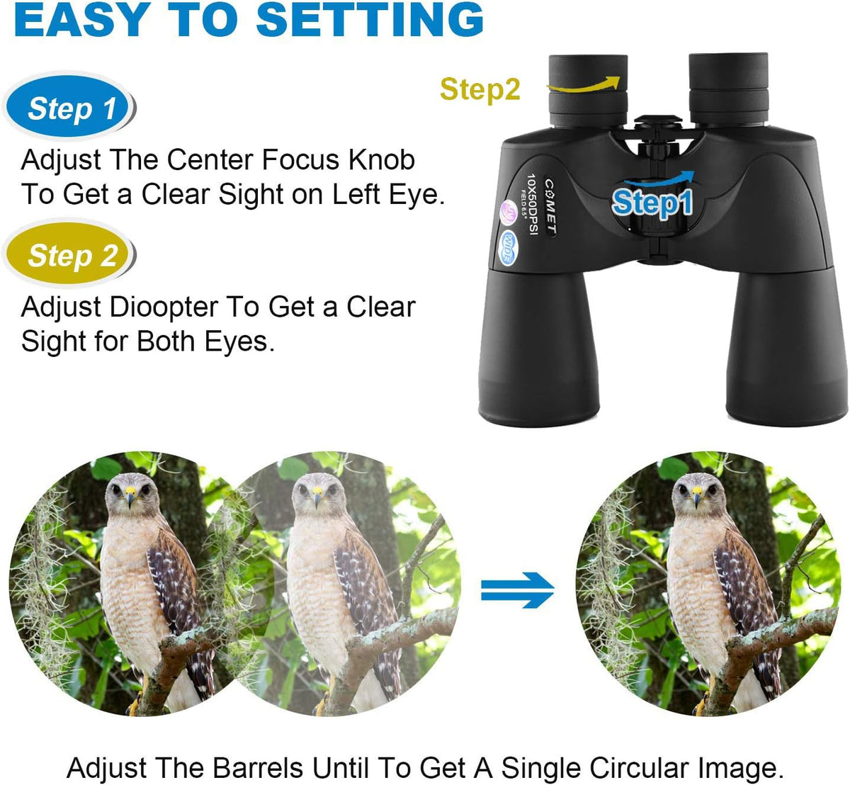 10x50 Waterproof Binoculars with Case and Strap J845630