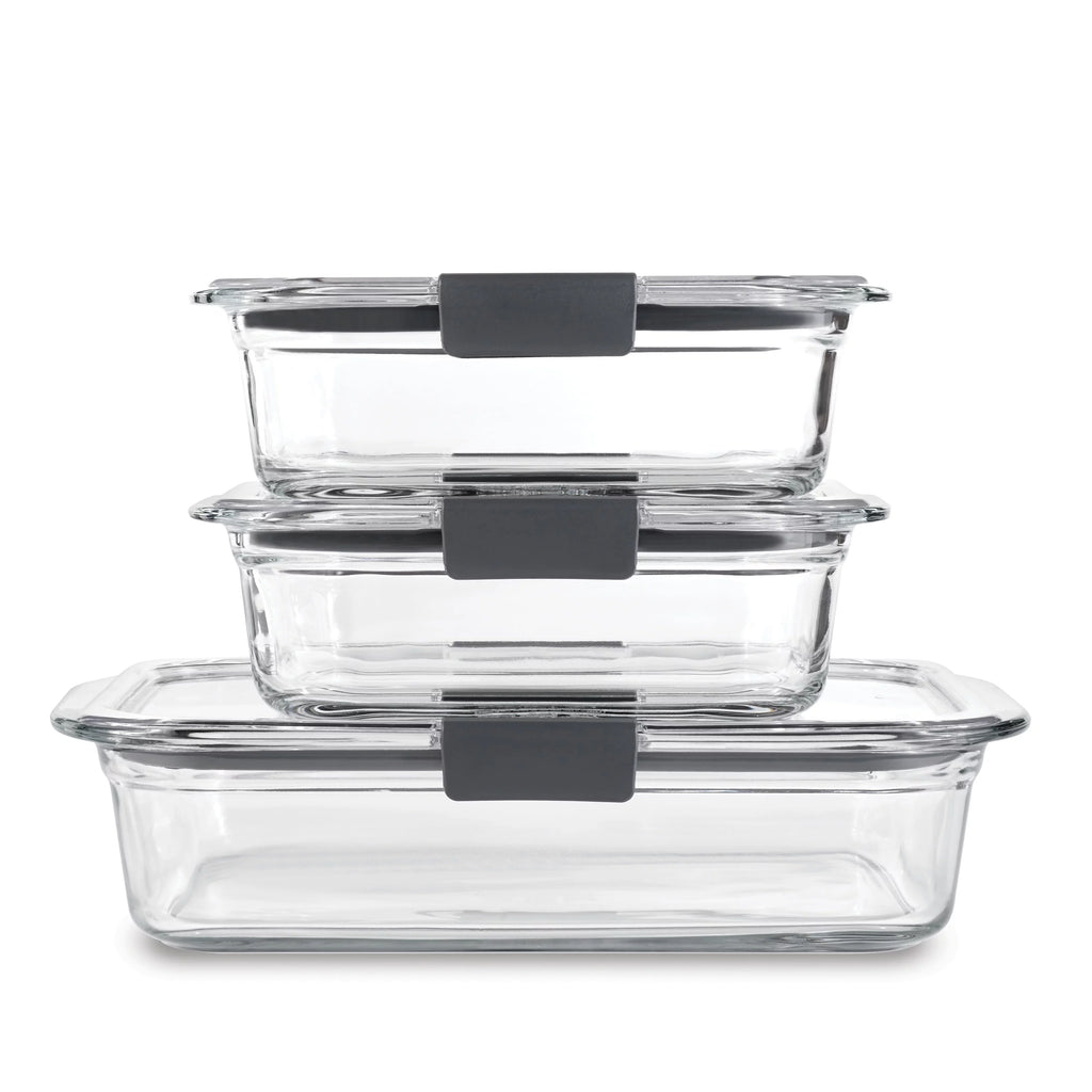 Set of 3 Glass Food Storage Containers with Latching Lids Y57509