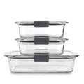 Set of 3 Glass Food Storage Containers with Latching Lids Y57509