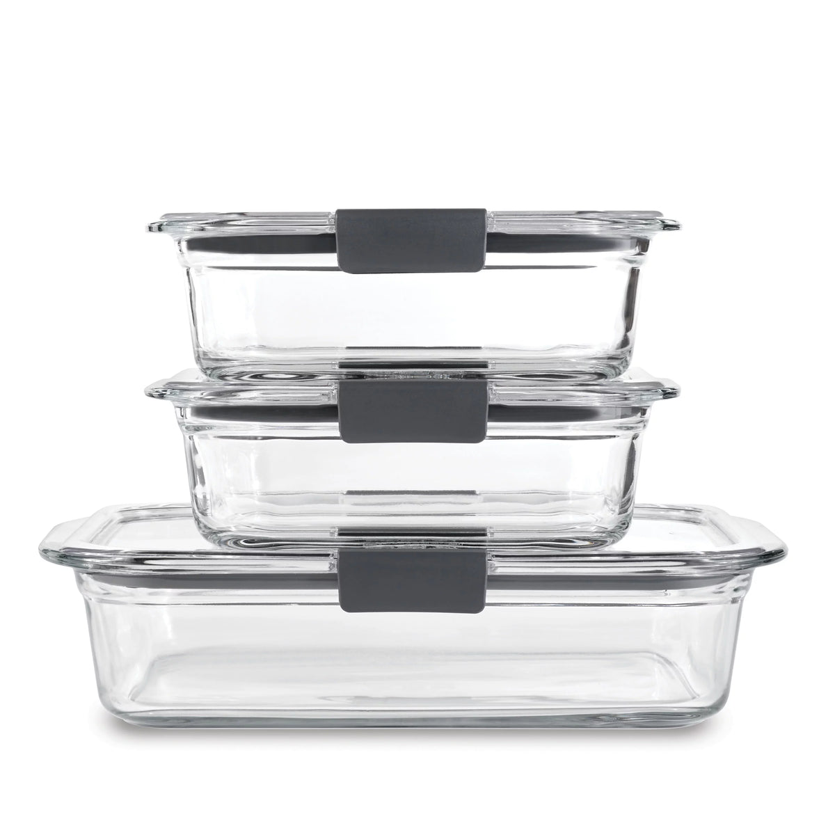 Set of 3 Glass Food Storage Containers with Latching Lids Y57509