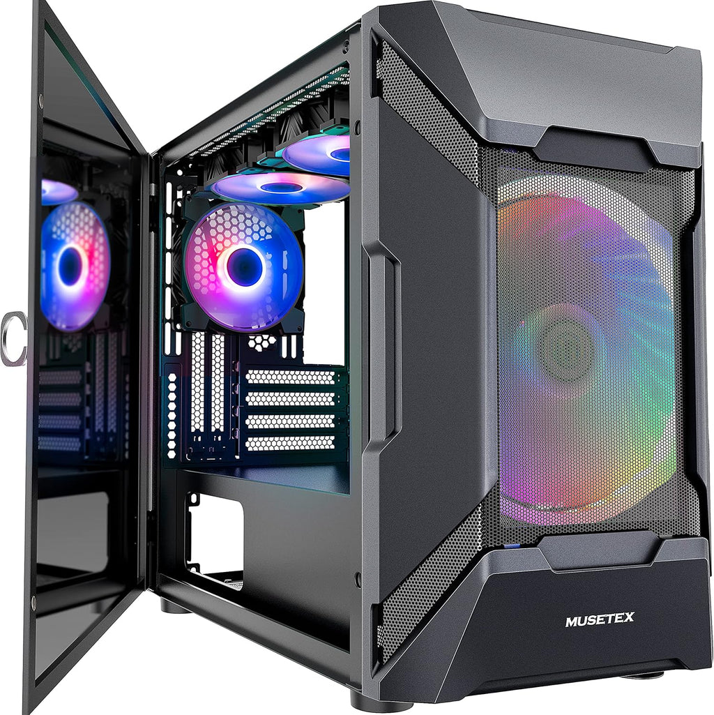 Micro-ATX Tower PC Case with 120MM ARGB Fans J47857