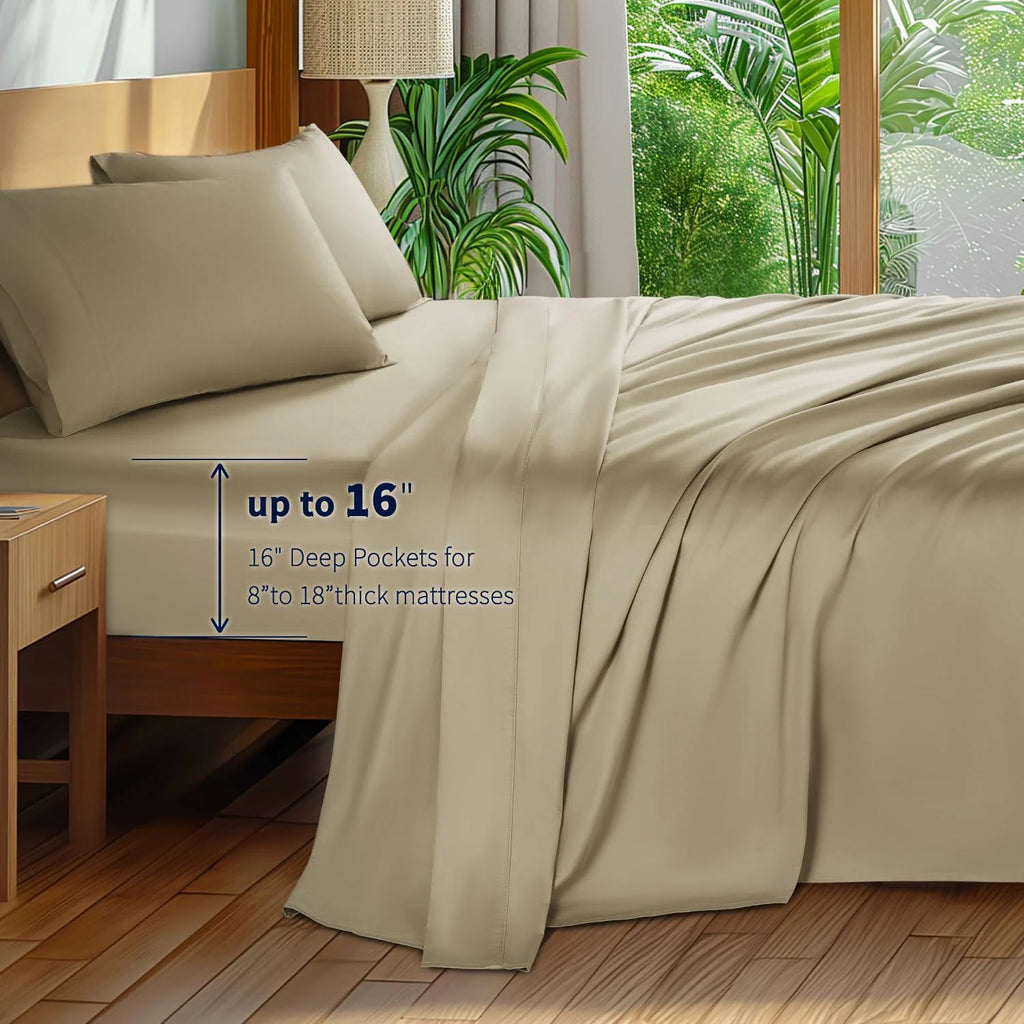 King Size 4-Piece 100% Egyptian Cotton Sheets Set W128710