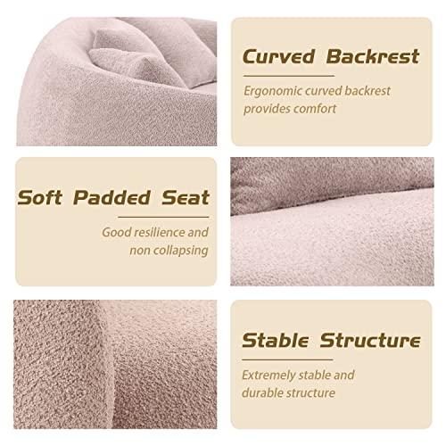 Brown Boucle Fabric 3-Seat Curved Sofa T4393