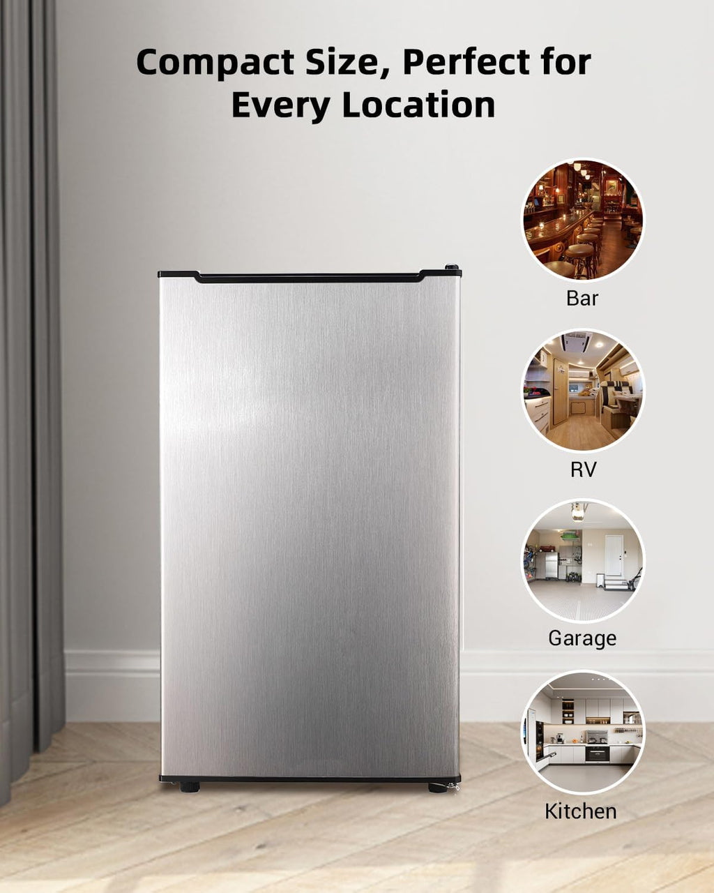 3.2 Cu. Ft. Compact Upright Freezer with 2 Shelves and 3 Level Adjustable Thermostat, Silver M998