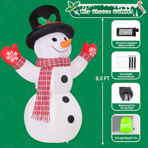 8 FT Inflatable Snowman with Built-in LEDs P55797