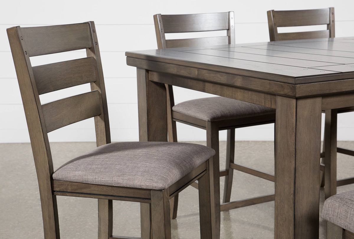 6 Piece Grey Wood Counter Height Dining Table Set M675395