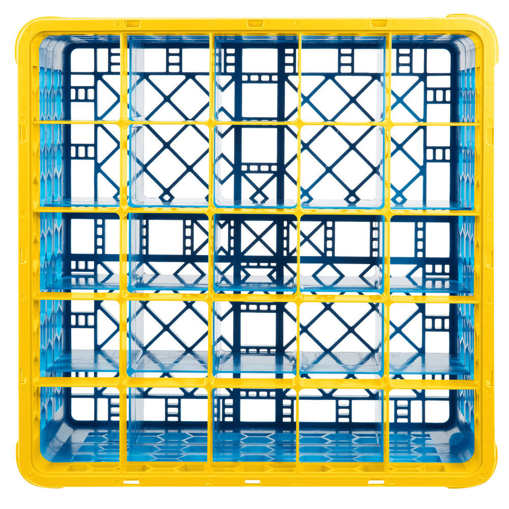 25 Compartment Yellow Glass Rack with 3 Extenders V460943