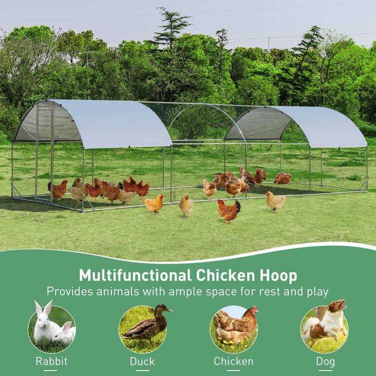 Lockable Large Metal Chicken Coop with Waterproof Cover L225104
