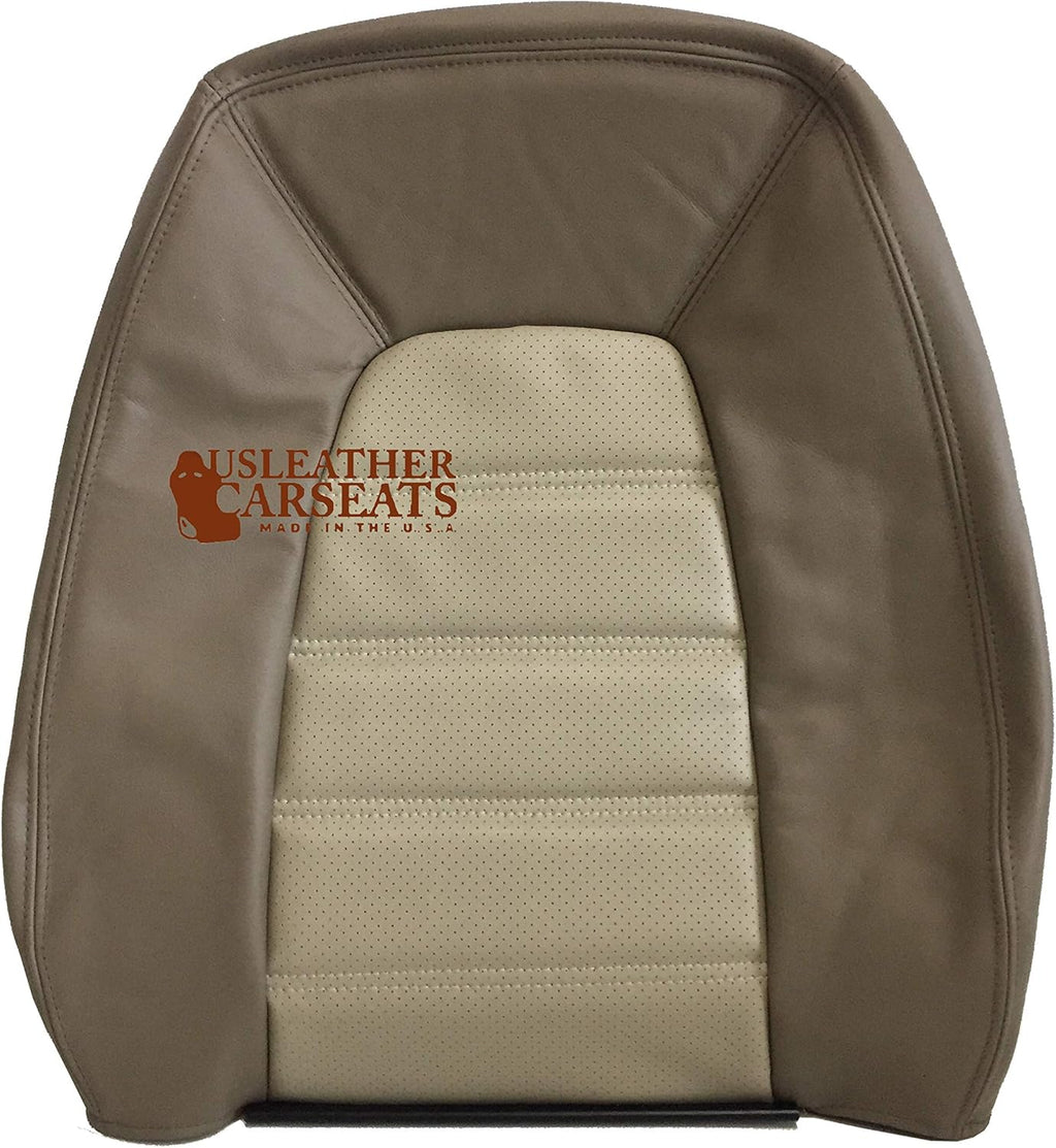 Perforated Leather Seat Cover Two Tone Tan E750782
