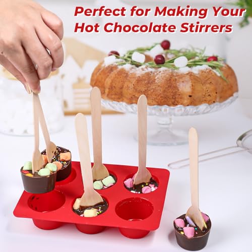 2pcs Silicone Hot Chocolate Spoon Molds with 30 Wooden Spoons N88975
