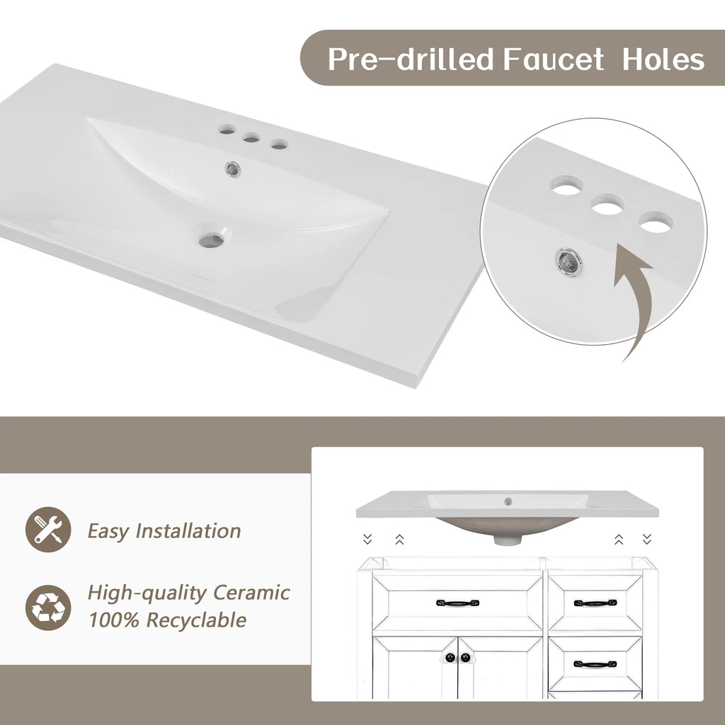 36" Grey Bathroom Vanity with Sink Combo V975