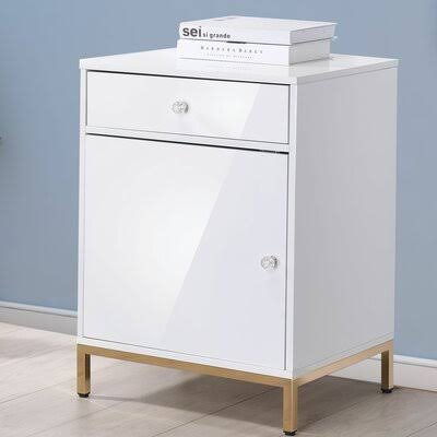 Metal Base Wooden 1-Drawer Vertical Filing Cabinet R703