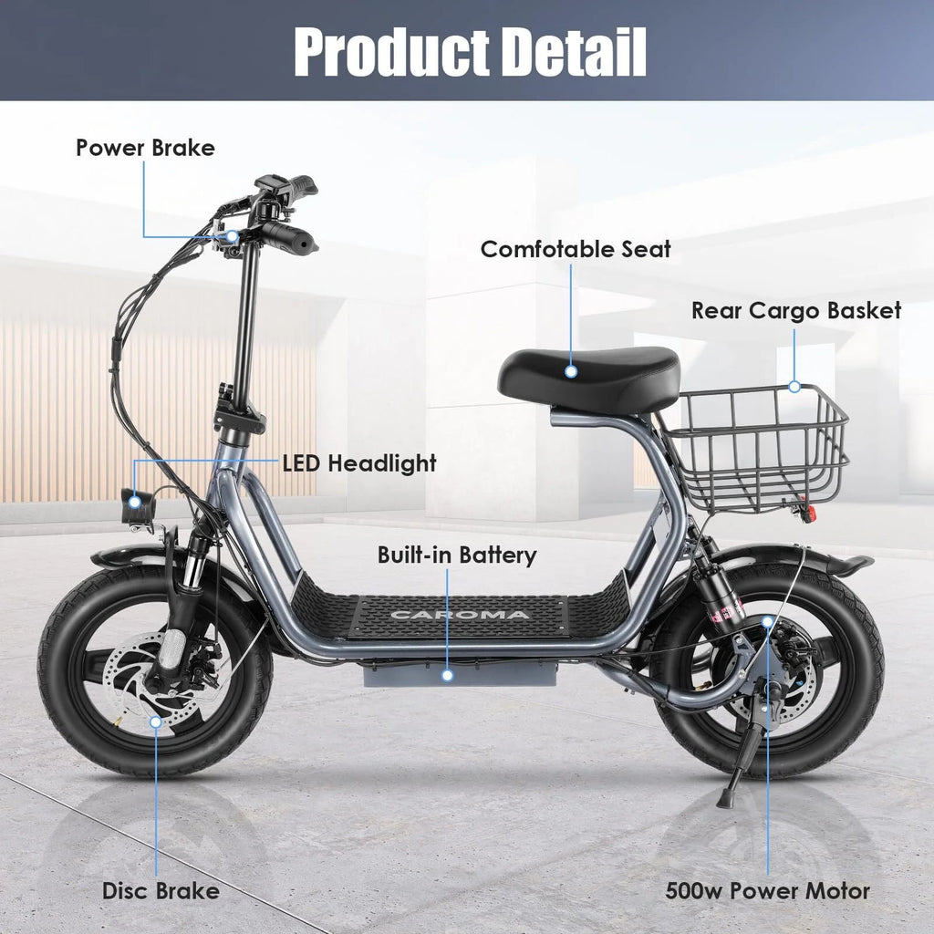 Electric Scooter 500W 25Miles 20Mph White K4036