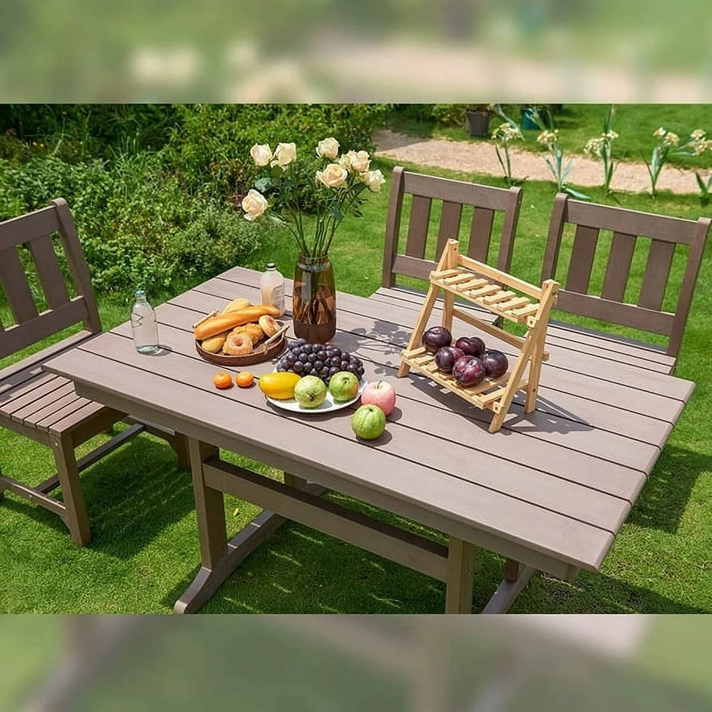 Brown 6-Person Poly Lumber Outdoor Dining Table Z2131