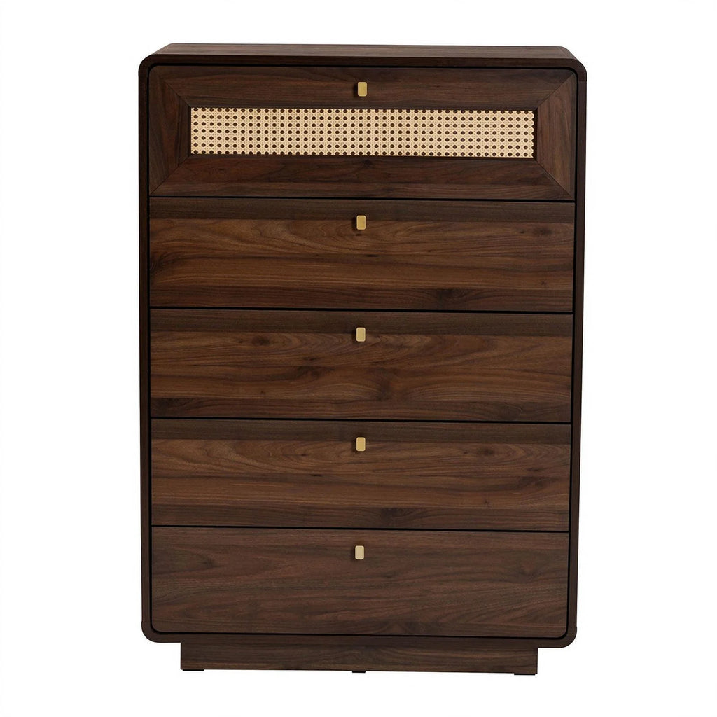 Brown 5-Drawer Wood Chest K546