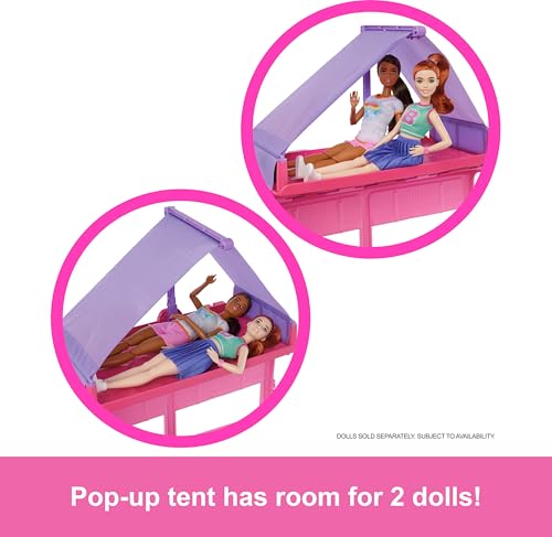 Dream Camper Playset with Roof Tent, Swing Chair, Fishing Pond, BBQ Grill & 60+ Accessories J917