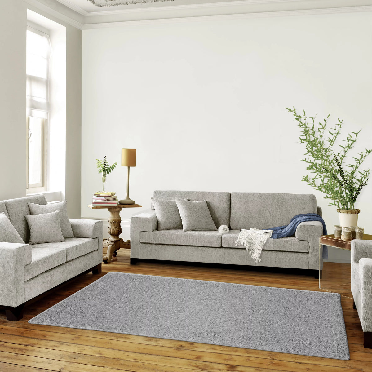 Microfiber Plush Shag Area Rug Gray 5' x 7' R498