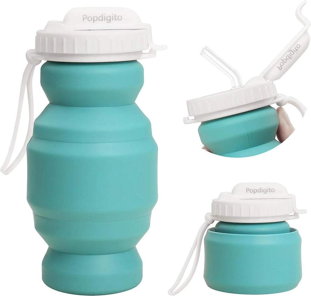 Collapsible Silicone Water Bottle 320ml with Straw E71406